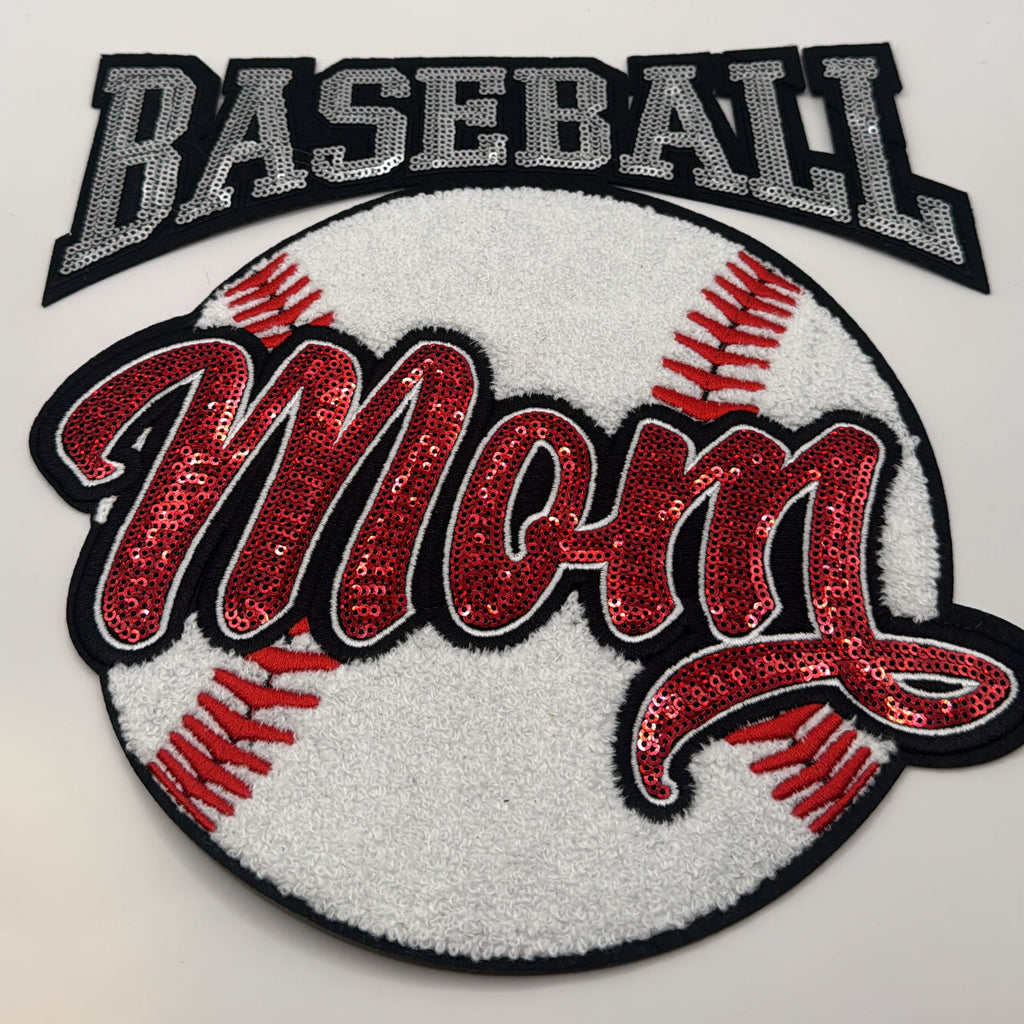 Sparkle Baseball Mom Statement Patch