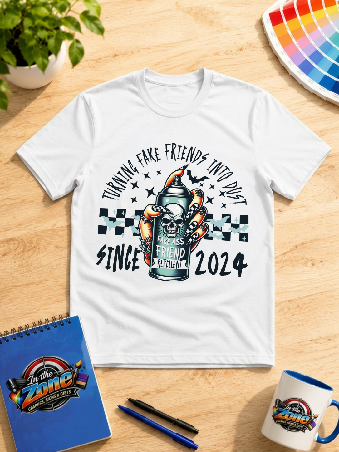 Turning Fake Friends Into Dust Since 2024 Graphic T-Shirt – Funny Sarcastic Skull Design