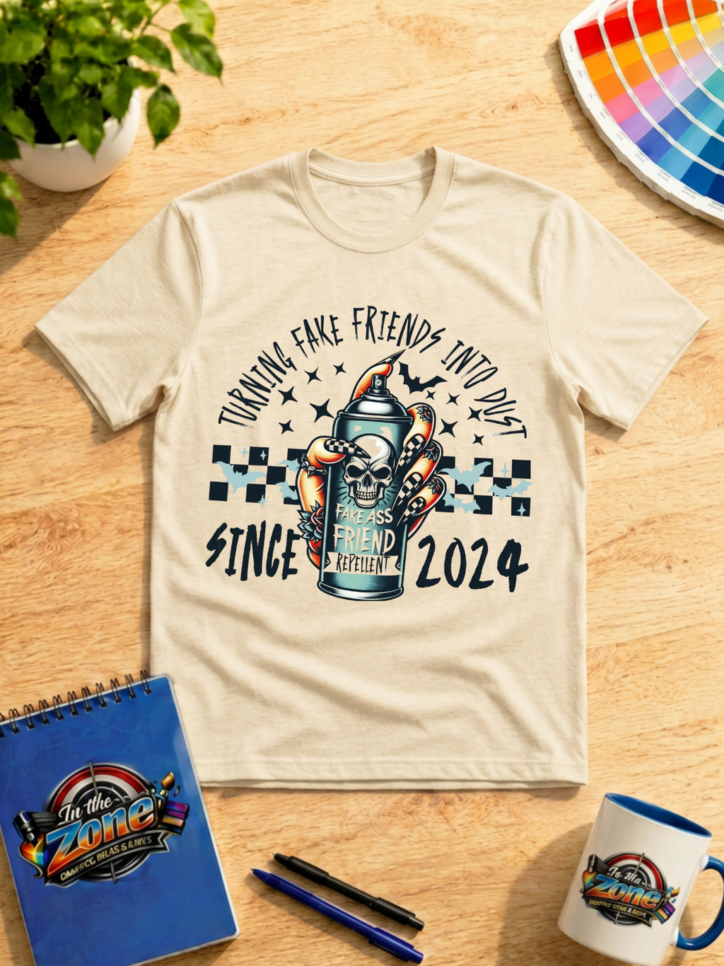 Turning Fake Friends Into Dust Since 2024 Graphic T-Shirt – Funny Sarcastic Skull Design