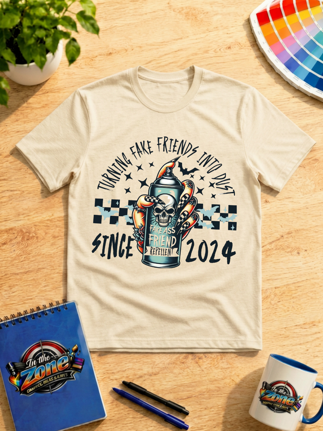 Turning Fake Friends Into Dust Since 2024 Graphic T-Shirt – Funny Sarcastic Skull Design