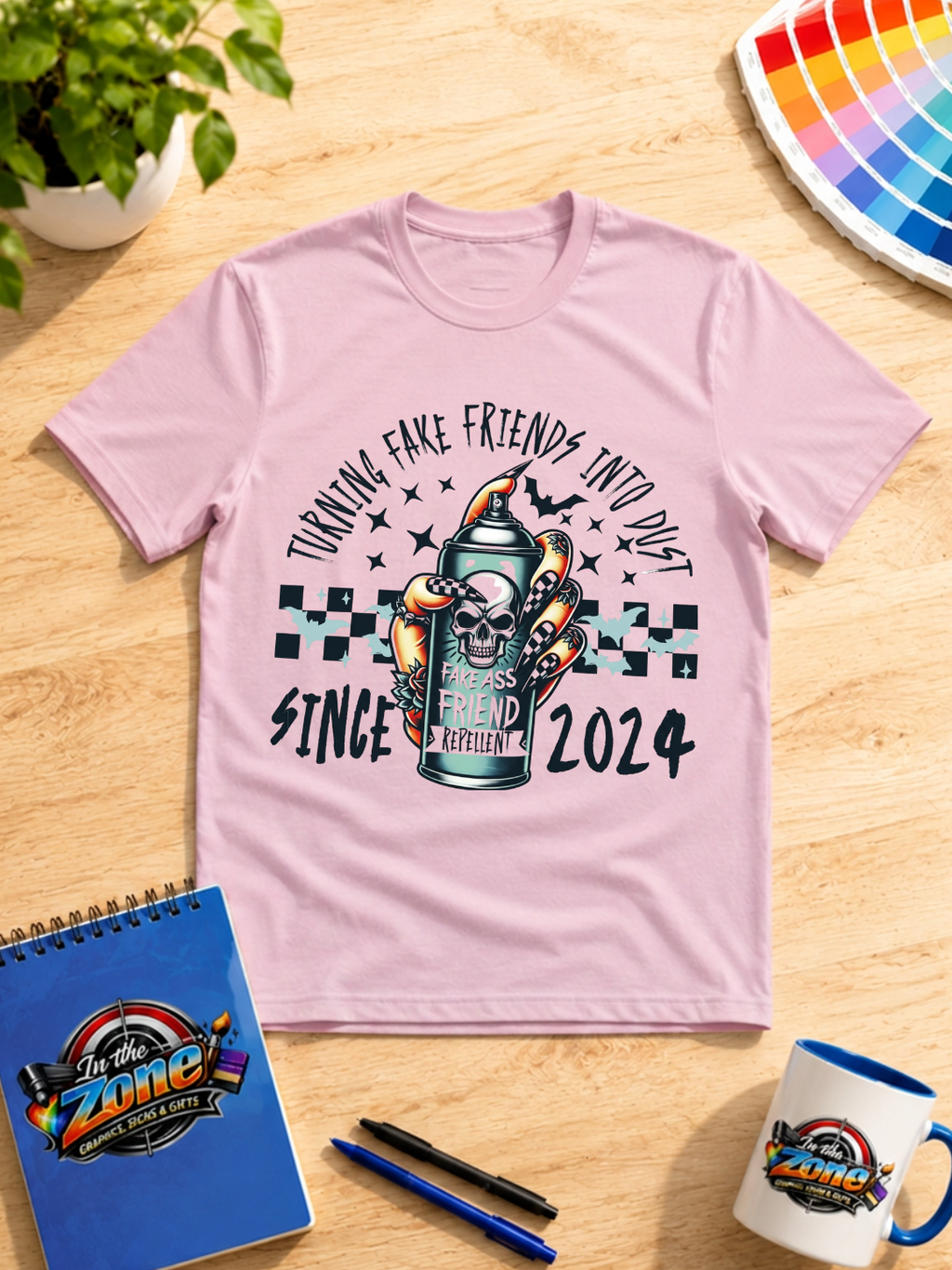 Turning Fake Friends Into Dust Since 2024 Graphic T-Shirt – Funny Sarcastic Skull Design