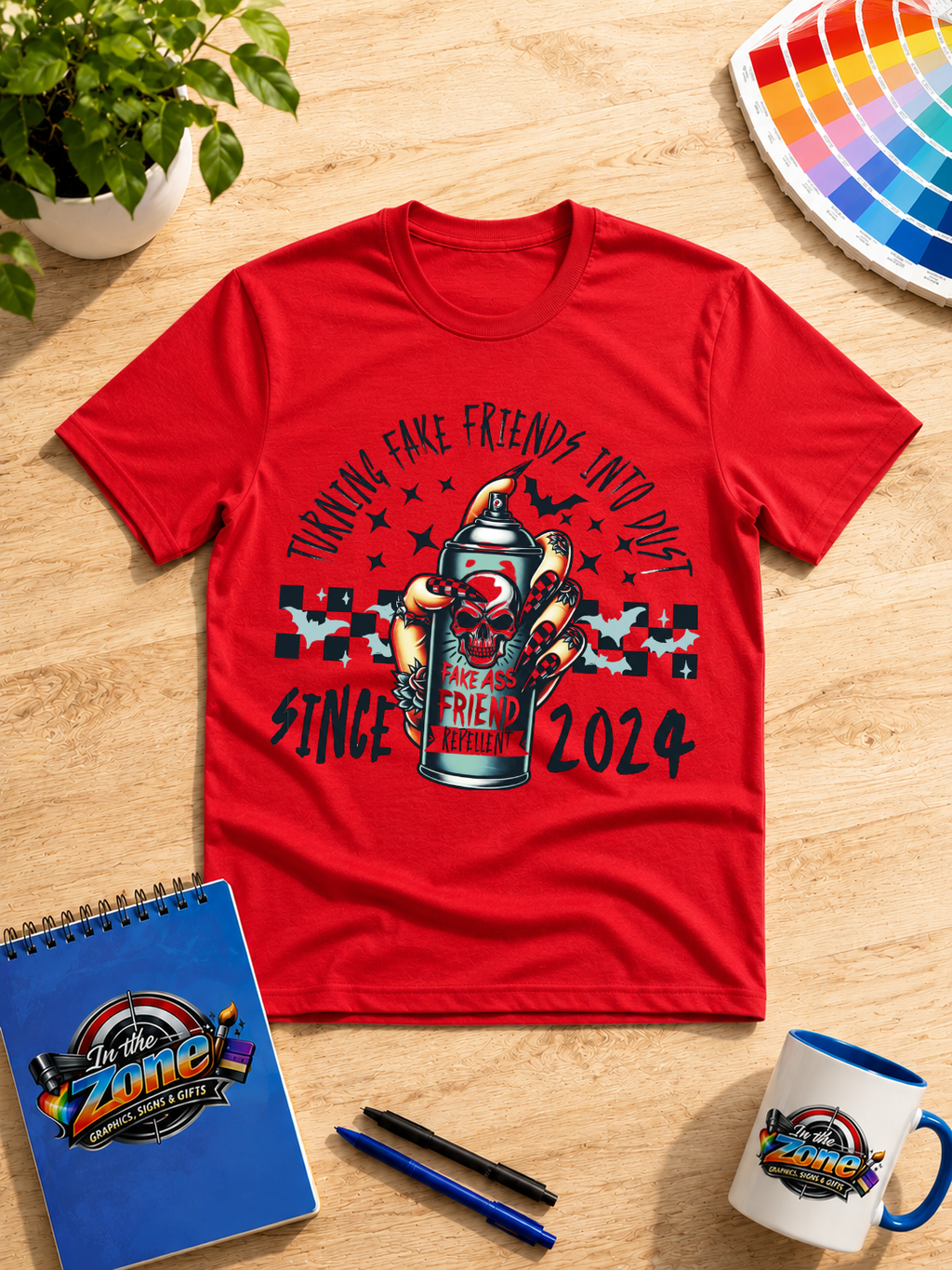 Turning Fake Friends Into Dust Since 2024 Graphic T-Shirt – Funny Sarcastic Skull Design