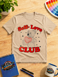 Self-Love Club Teddy Bear Graphic T-Shirt – Retro Heart Design