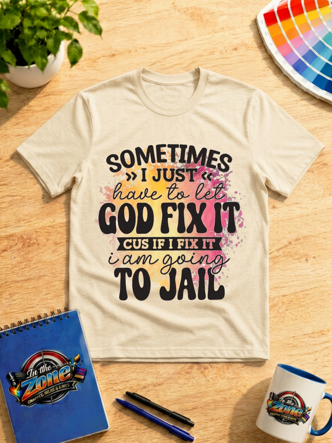 Sometimes I Just Have to Let God Fix It Funny Graphic T-Shirt