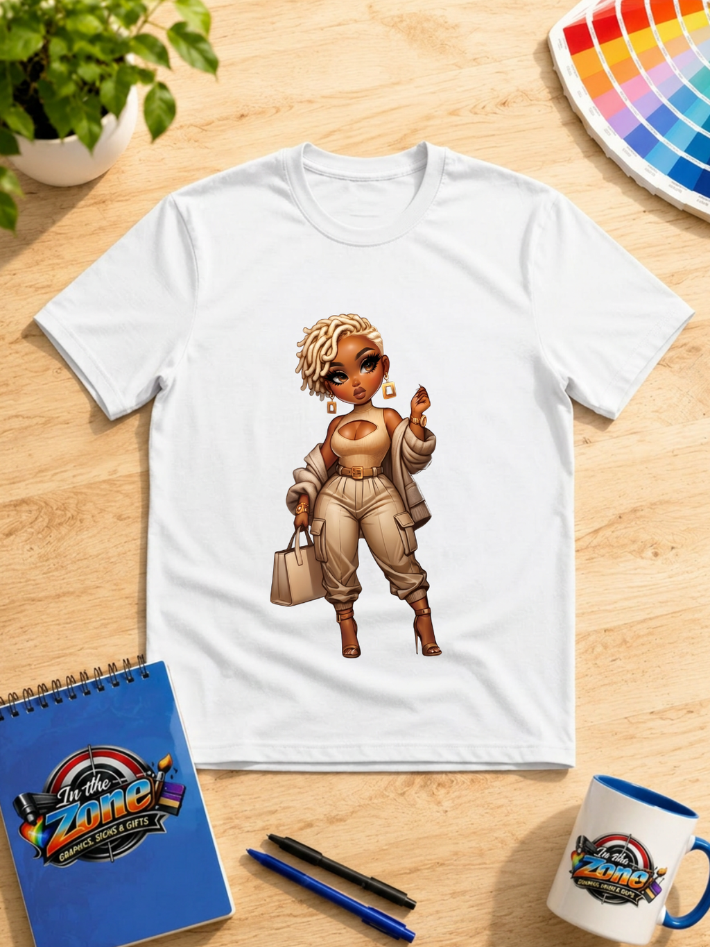 Fashion Girl Graphic T-Shirt – Stylish Blonde Locs Doll Design