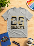 Class of 2026 Twenty 26 Graduate Graphic T-Shirt – Black & Gold Graduation Design
