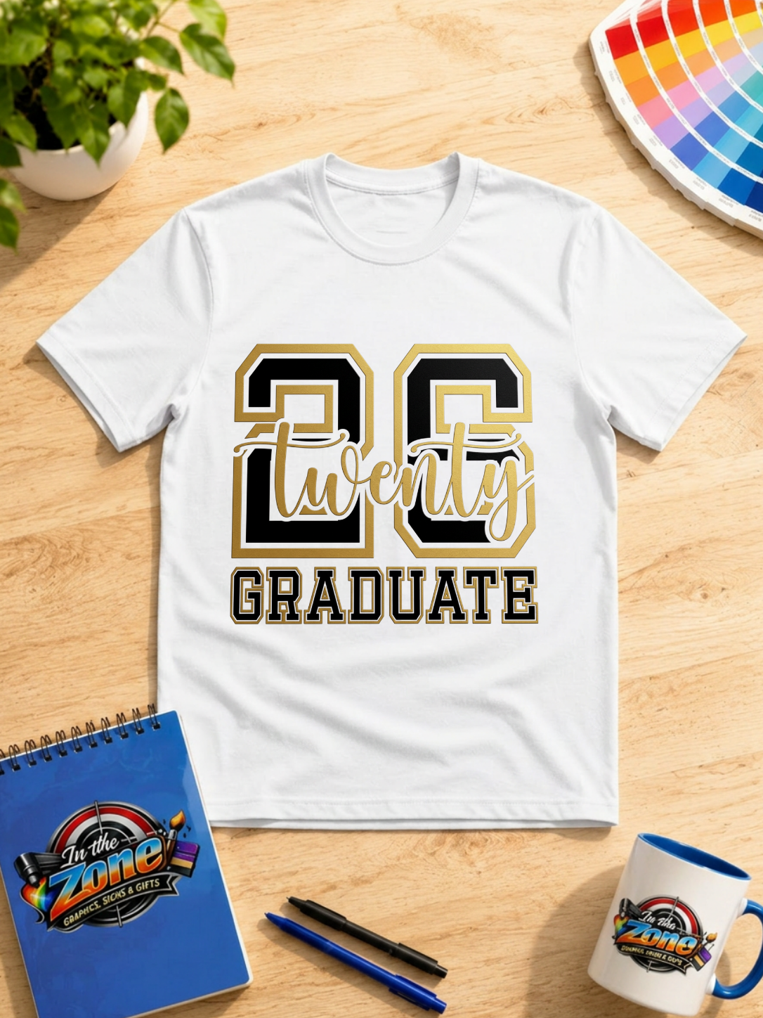 Class of 2026 Twenty 26 Graduate Graphic T-Shirt – Black & Gold Graduation Design