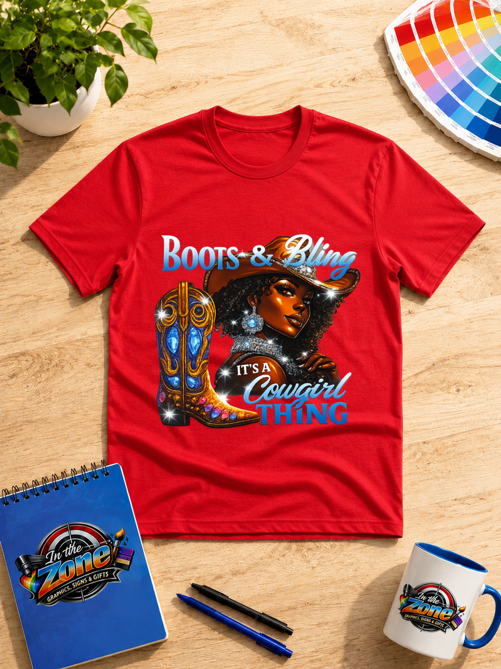 Boots & Bling Cowgirl Graphic T-Shirt – It’s a Cowgirl Thing Western Tee