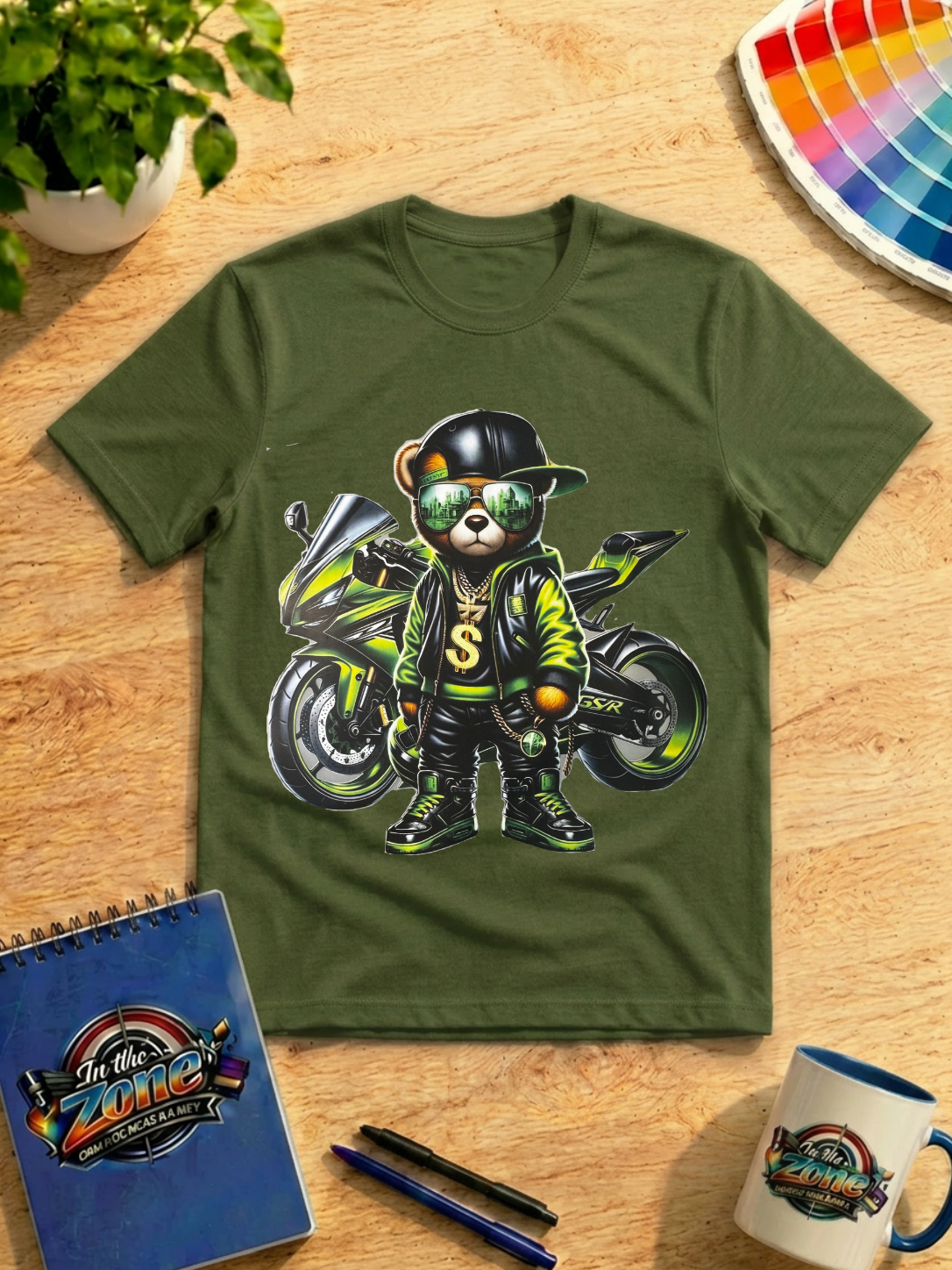 Biker Bear Motorcycle Graphic T-Shirt – Cool Streetwear Rider Tee