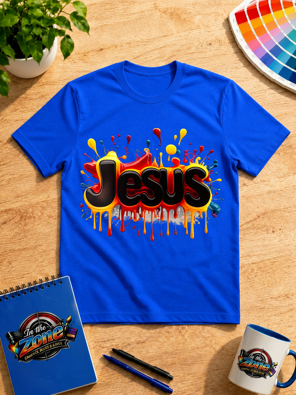 Jesus Color Splash Graphic T-Shirt – Bold Christian Faith Tee