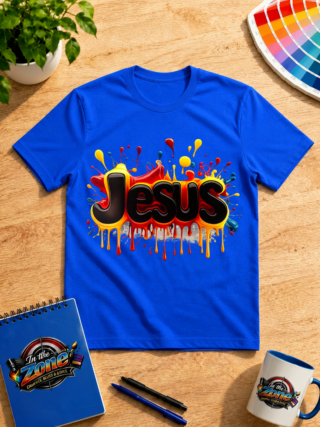 Jesus Color Splash Graphic T-Shirt – Bold Christian Faith Tee