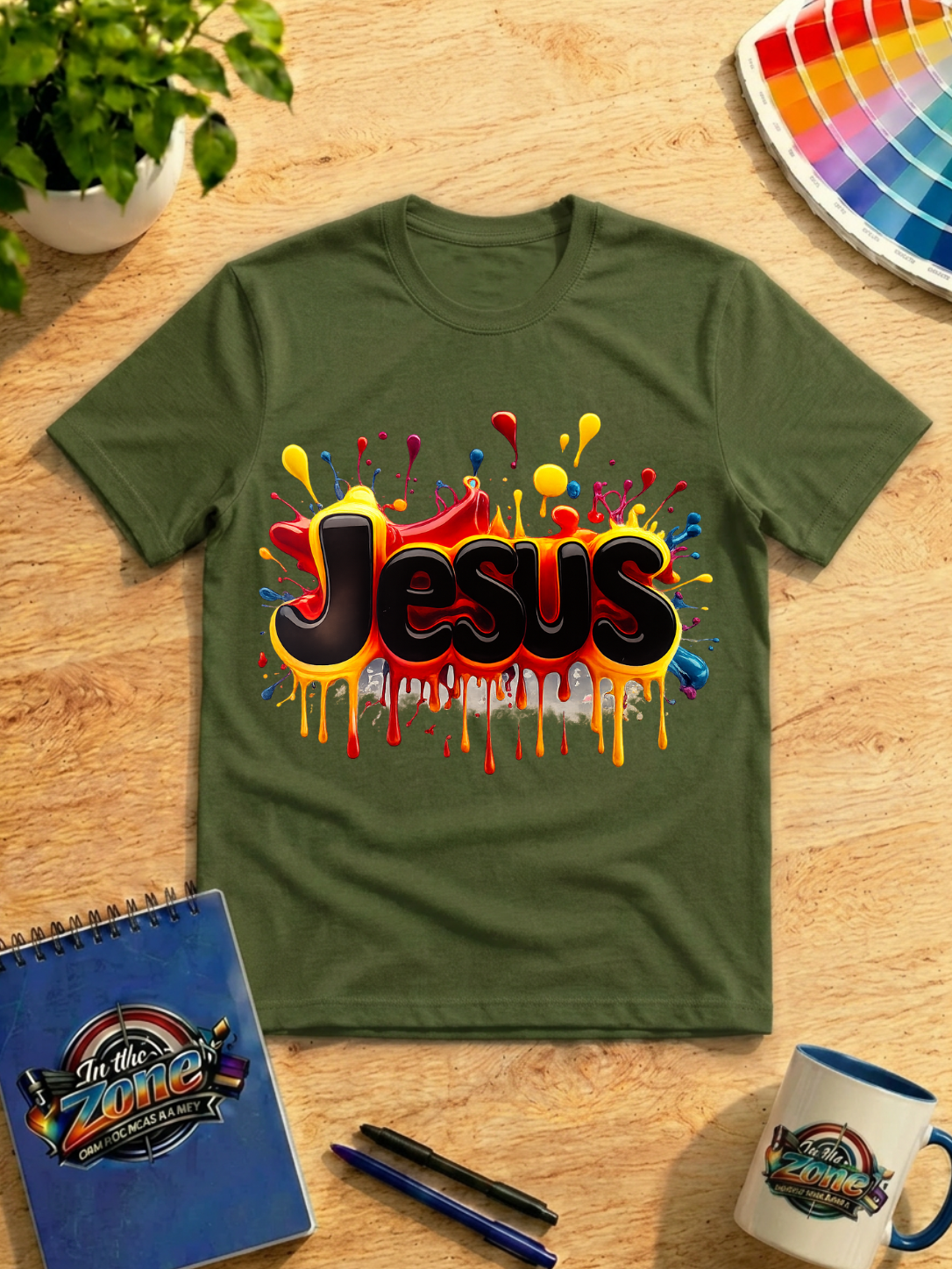 Jesus Color Splash Graphic T-Shirt – Bold Christian Faith Tee