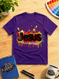 Jesus Color Splash Graphic T-Shirt – Bold Christian Faith Tee
