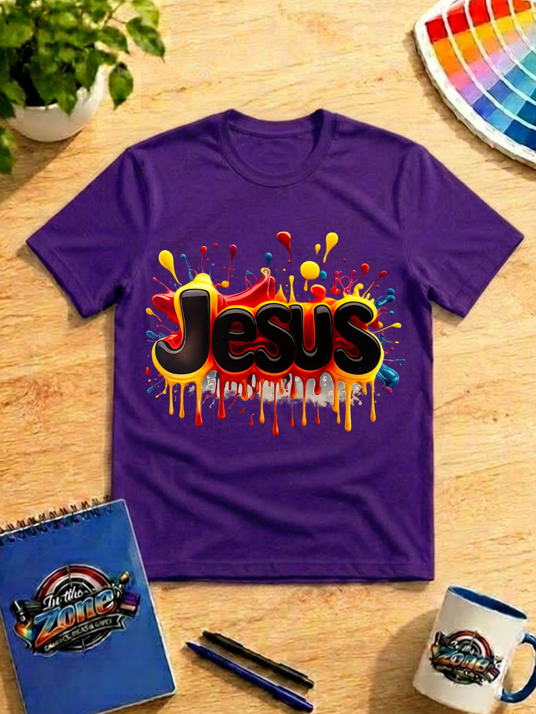 Jesus Color Splash Graphic T-Shirt – Bold Christian Faith Tee
