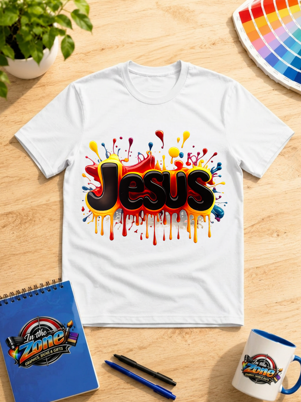 Jesus Color Splash Graphic T-Shirt – Bold Christian Faith Tee