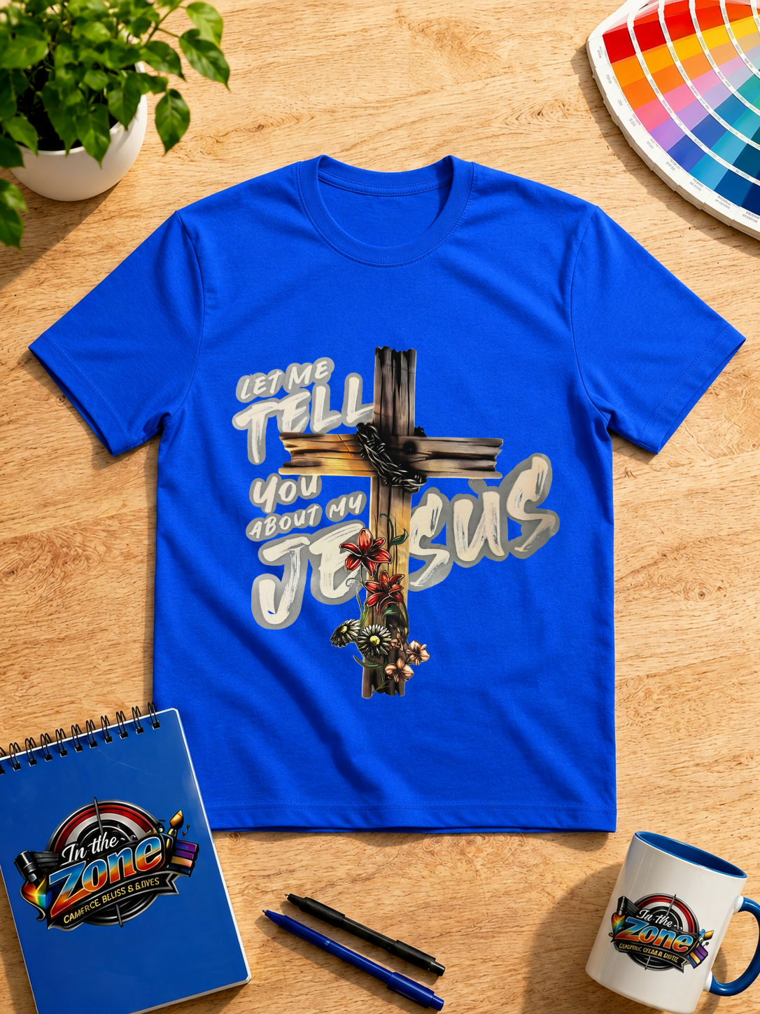 Let Me Tell You About My Jesus Graphic T-Shirt – Christian Cross Faith Tee