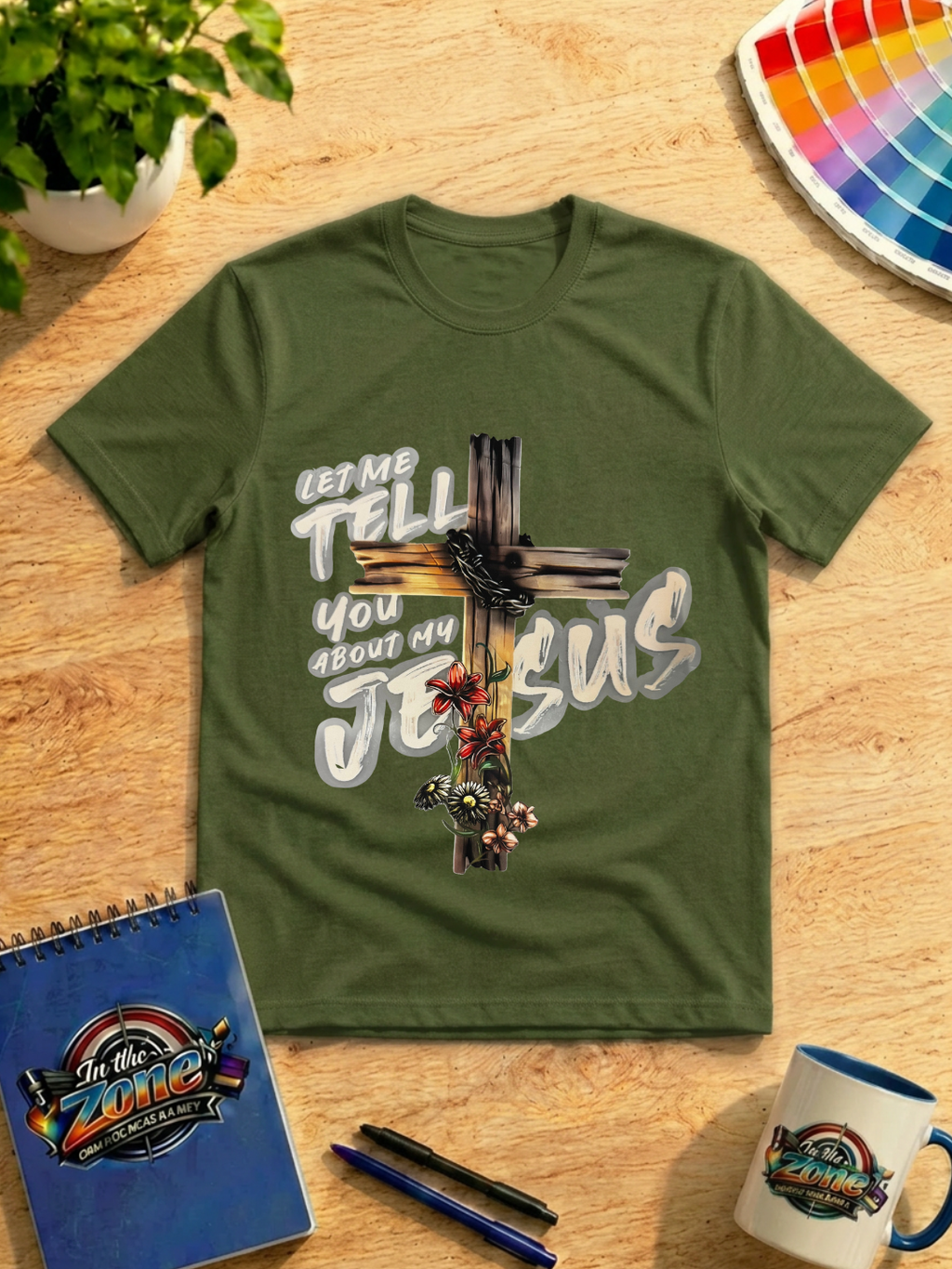 Let Me Tell You About My Jesus Graphic T-Shirt – Christian Cross Faith Tee