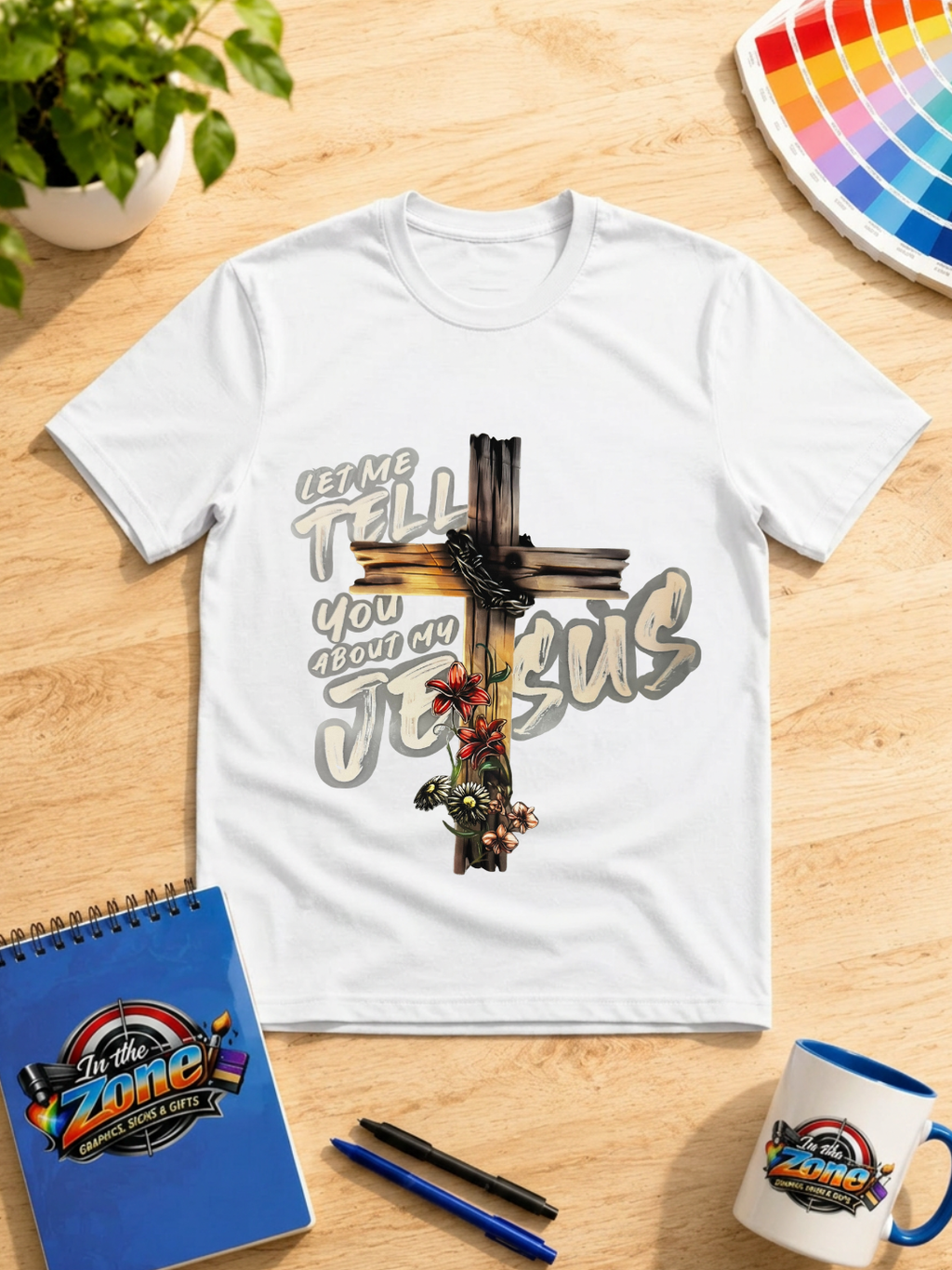 Let Me Tell You About My Jesus Graphic T-Shirt – Christian Cross Faith Tee