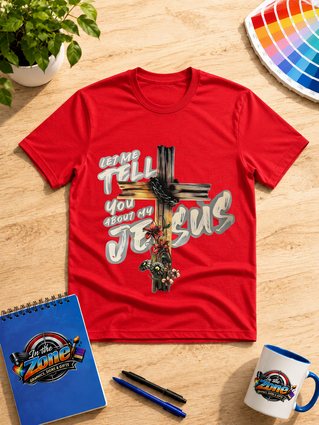 Let Me Tell You About My Jesus Graphic T-Shirt – Christian Cross Faith Tee