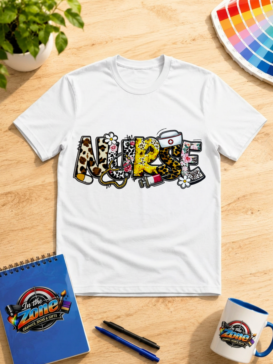 Nurse Wildflower Leopard Print Medical Graphic T-Shirt