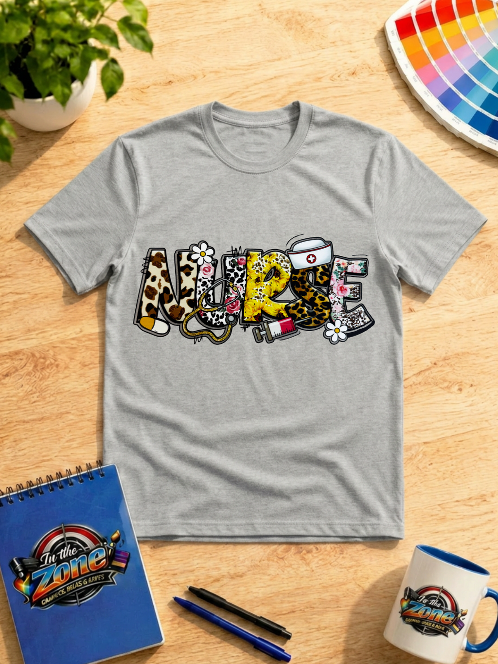 Nurse Wildflower Leopard Print Medical Graphic T-Shirt