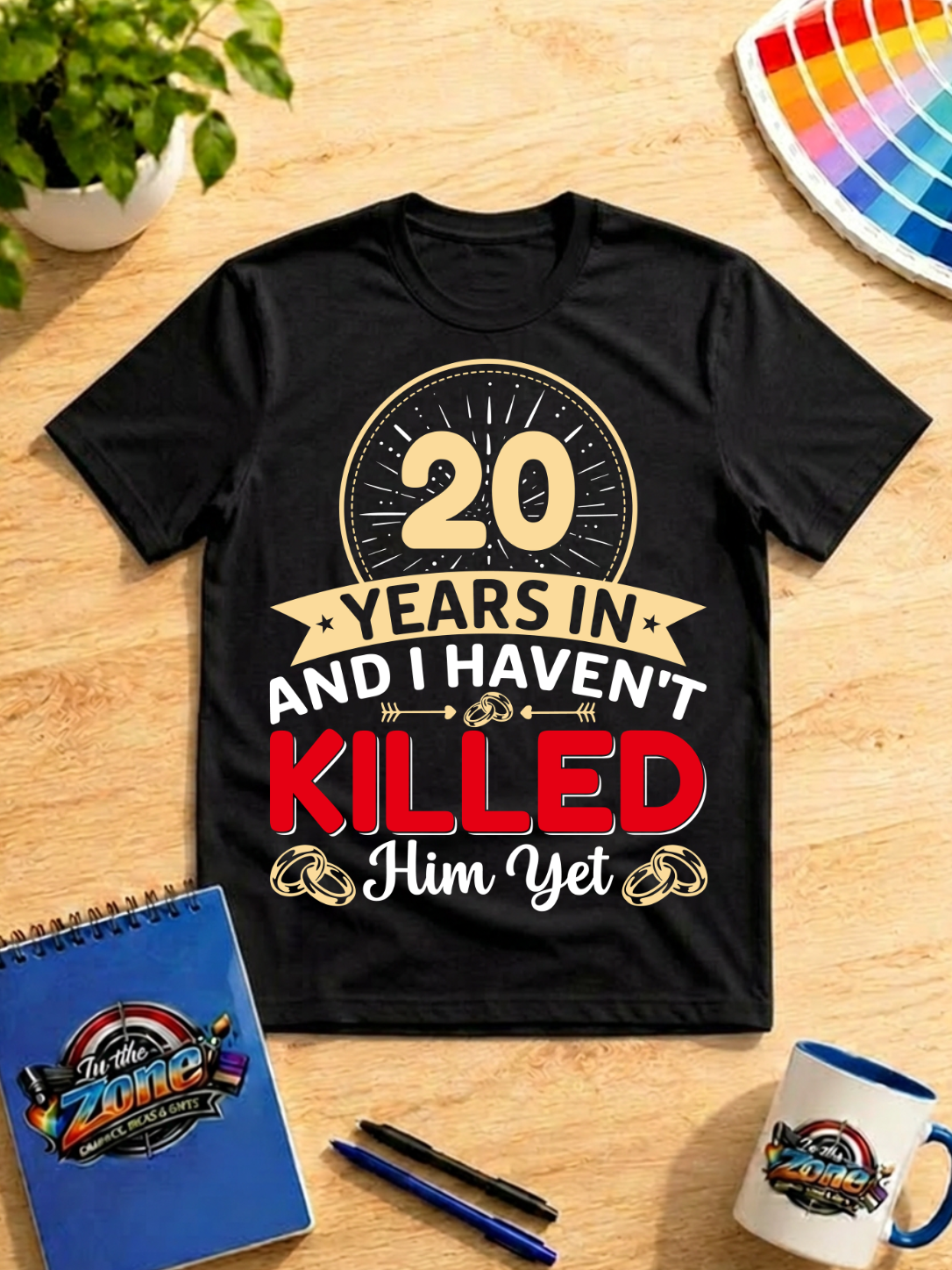 20 Years In And I Haven’t Killed Him Yet Graphic T-Shirt | Funny Anniversary Husband Wife Shirt