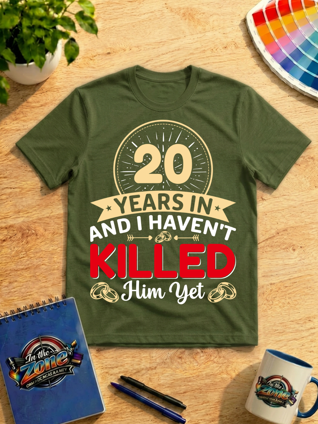 20 Years In And I Haven’t Killed Him Yet Graphic T-Shirt | Funny Anniversary Husband Wife Shirt