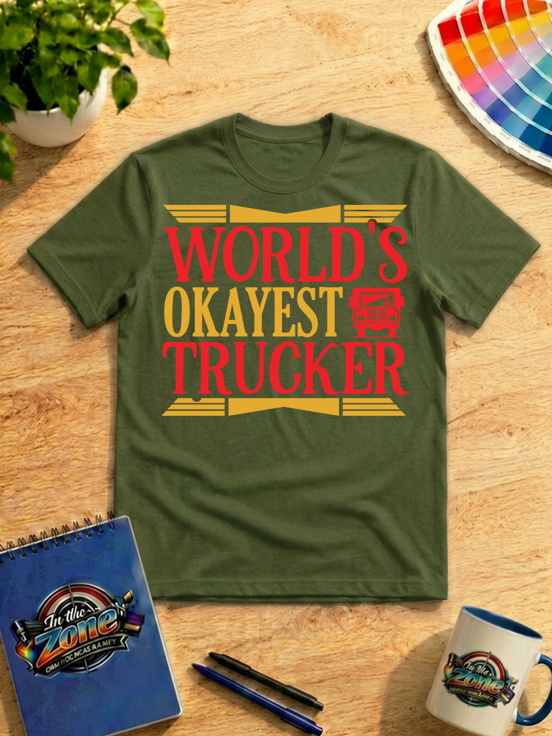 World's Okayest Trucker Graphic Shirt – Funny Truck Driver Gift