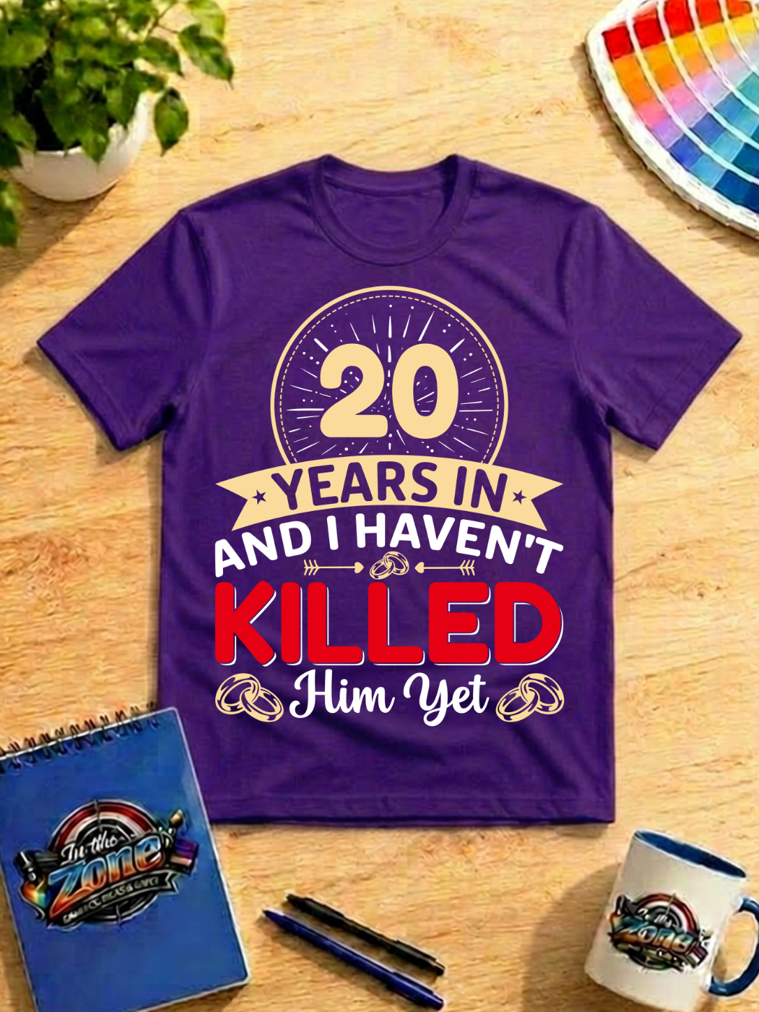 20 Years In And I Haven’t Killed Him Yet Graphic T-Shirt | Funny Anniversary Husband Wife Shirt