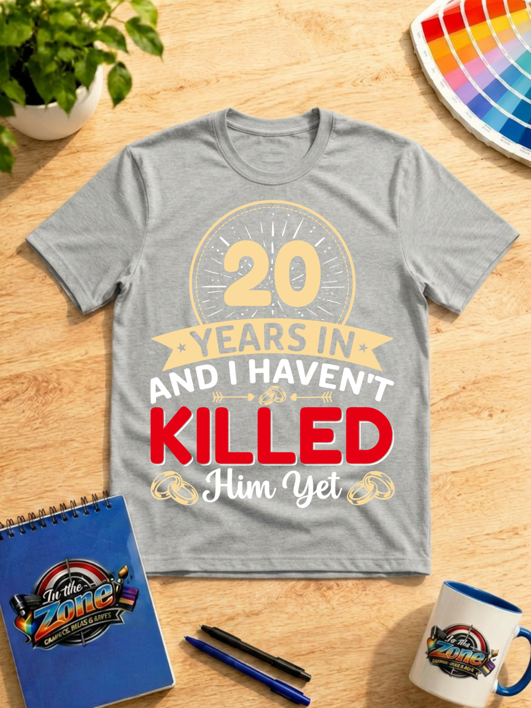 20 Years In And I Haven’t Killed Him Yet Graphic T-Shirt | Funny Anniversary Husband Wife Shirt