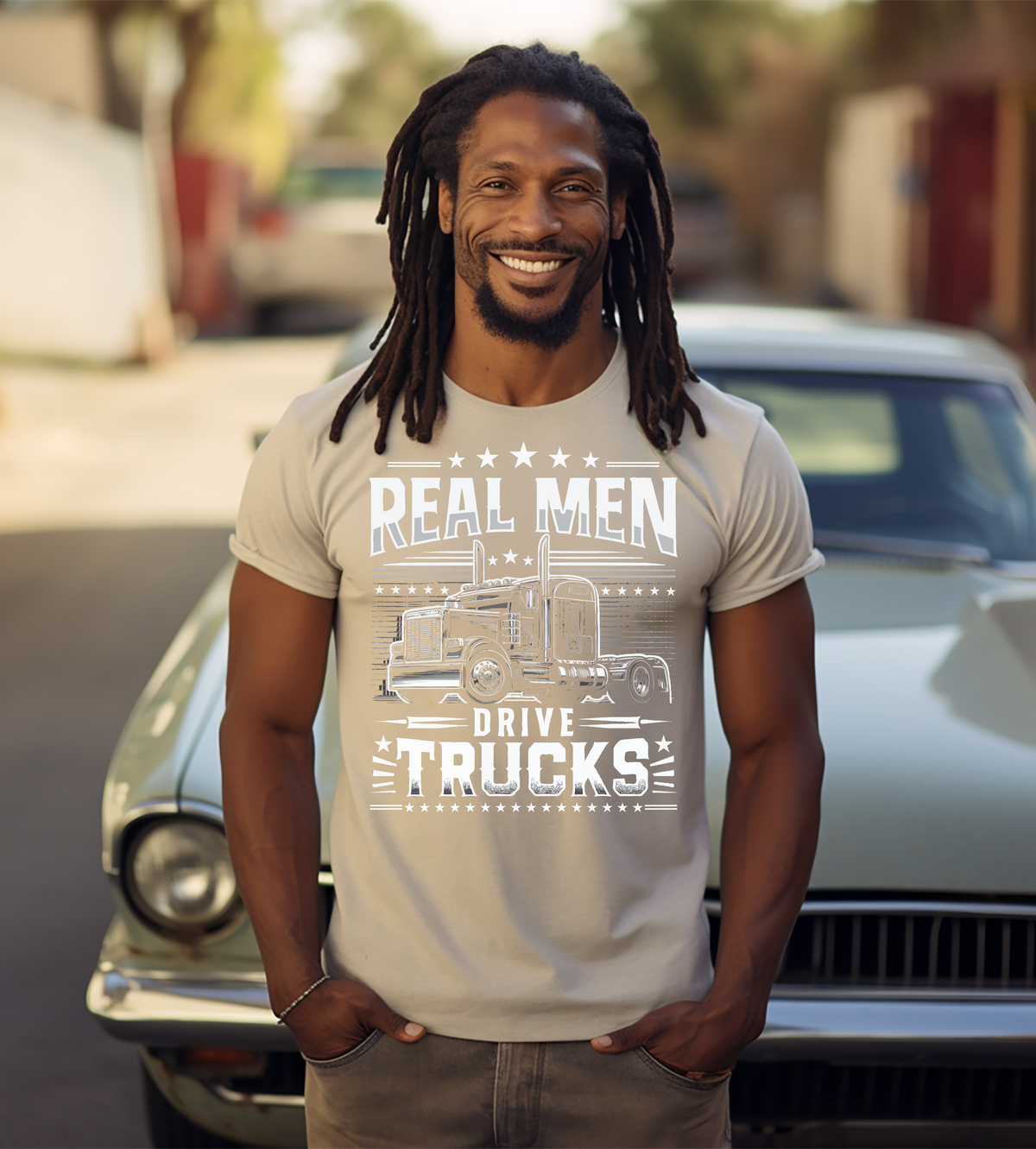 Real Men Drive Trucks – Semi Truck Graphic T-Shirt | Trucker Gift