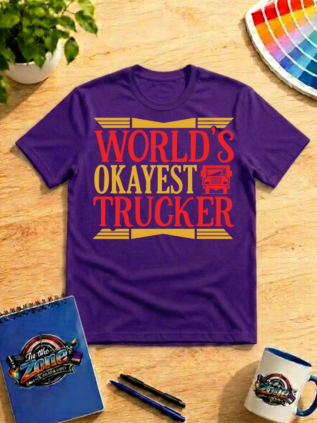 World's Okayest Trucker Graphic Shirt – Funny Truck Driver Gift