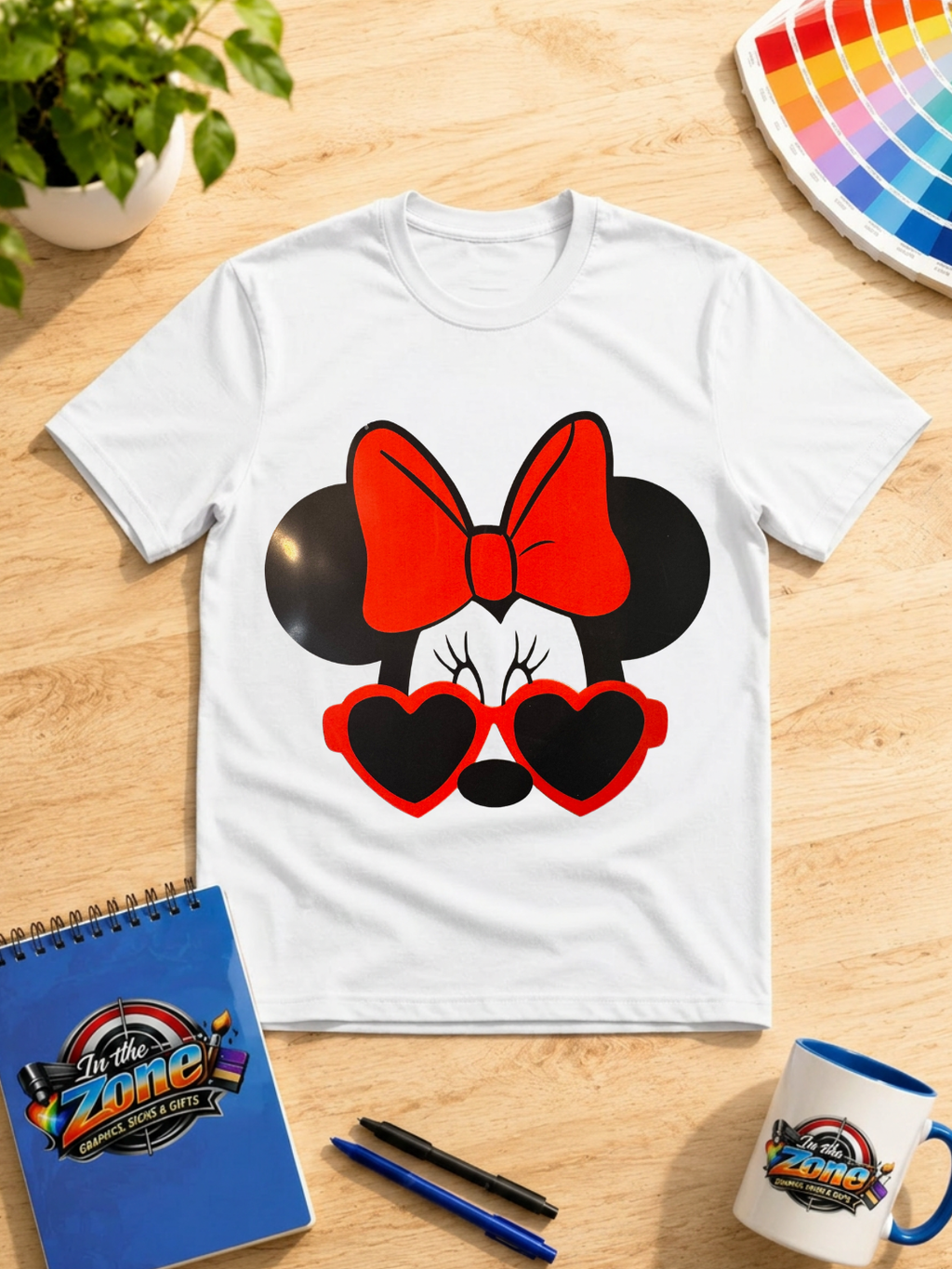 Mouse Bow & Heart Sunglasses Graphic T-Shirt
