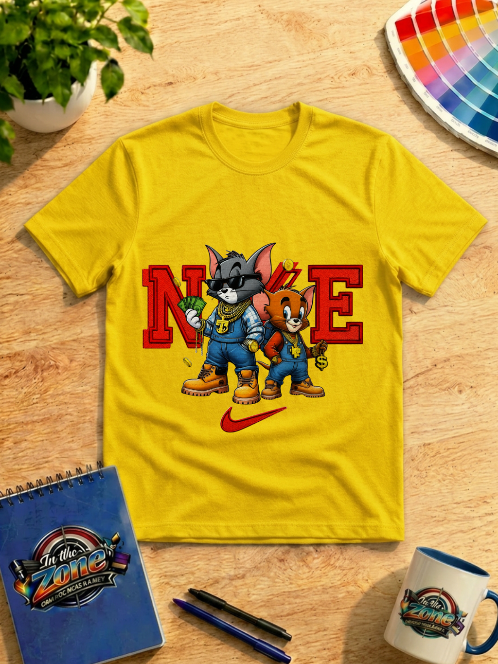 Street Style Cat & Mouse Money Graphic T-Shirt