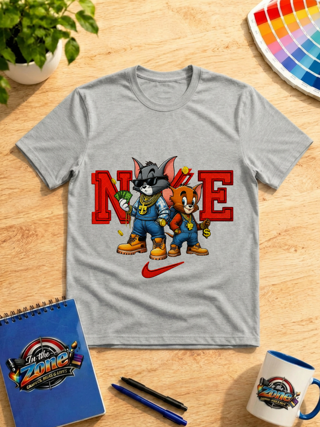 Street Style Cat & Mouse Money Graphic T-Shirt