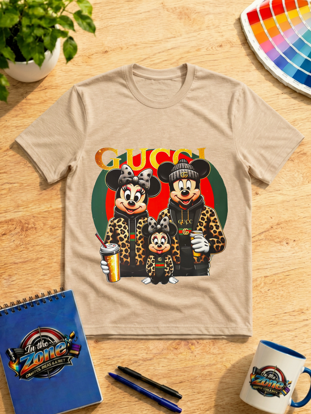 Luxury Mouse Family Leopard Graphic T-Shirt