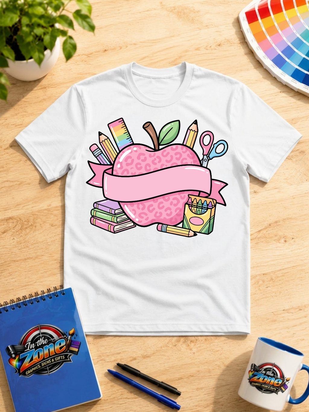 Teacher Apple & School Supplies Graphic Shirt – Cute Educator T-Shirt