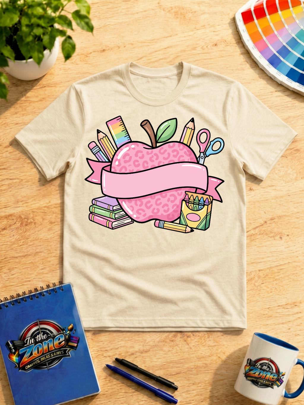 Teacher Apple & School Supplies Graphic Shirt – Cute Educator T-Shirt