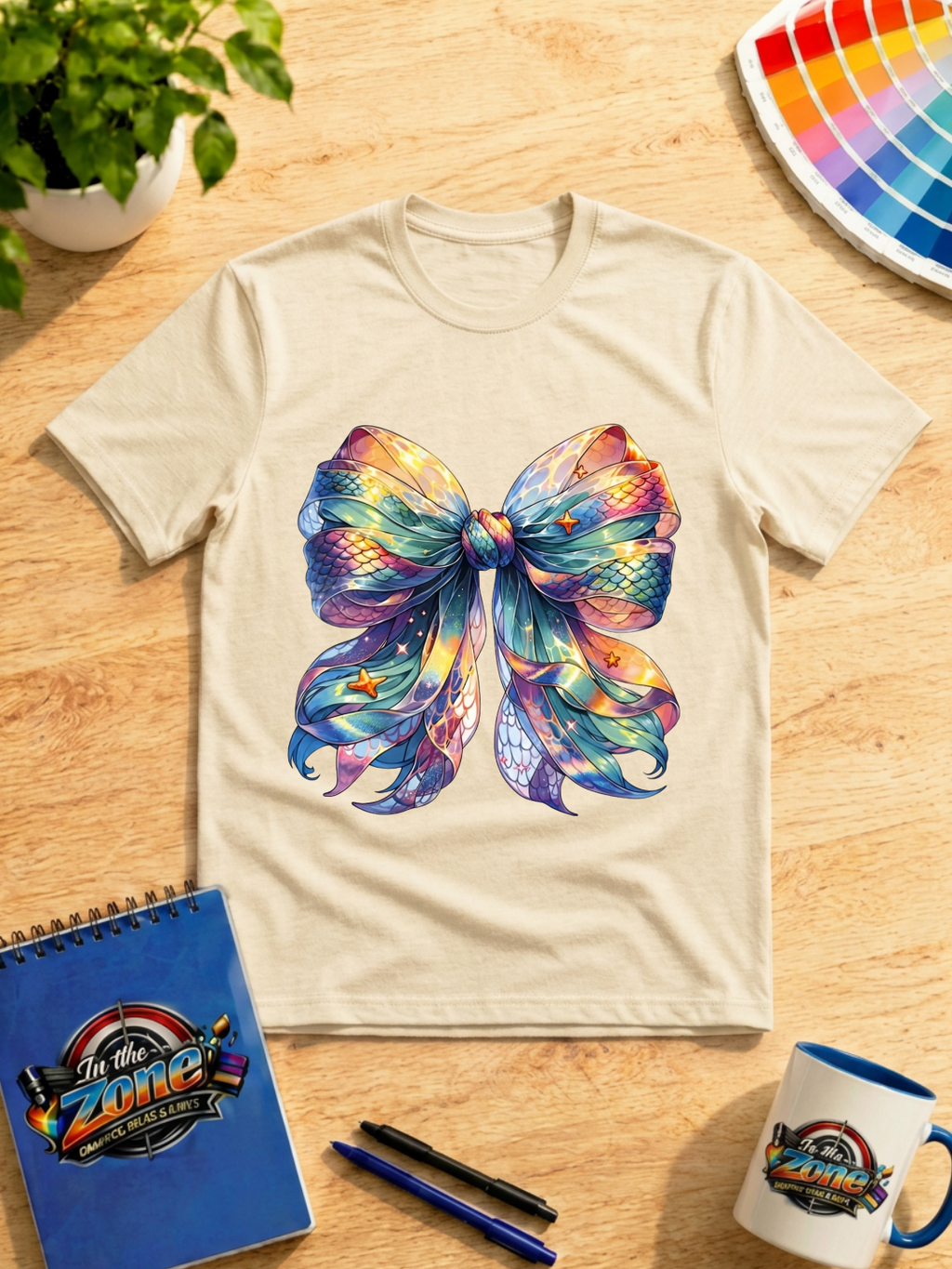 Mermaid Bow Graphic T-Shirt | Colorful Ocean Fantasy Bow Tee