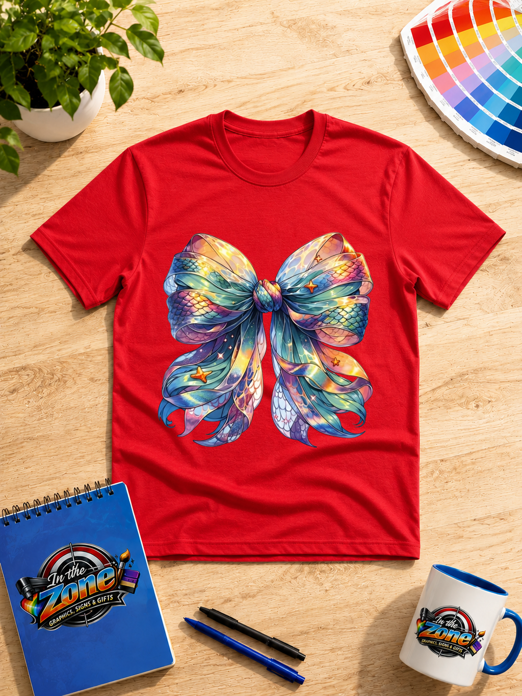 Mermaid Bow Graphic T-Shirt | Colorful Ocean Fantasy Bow Tee