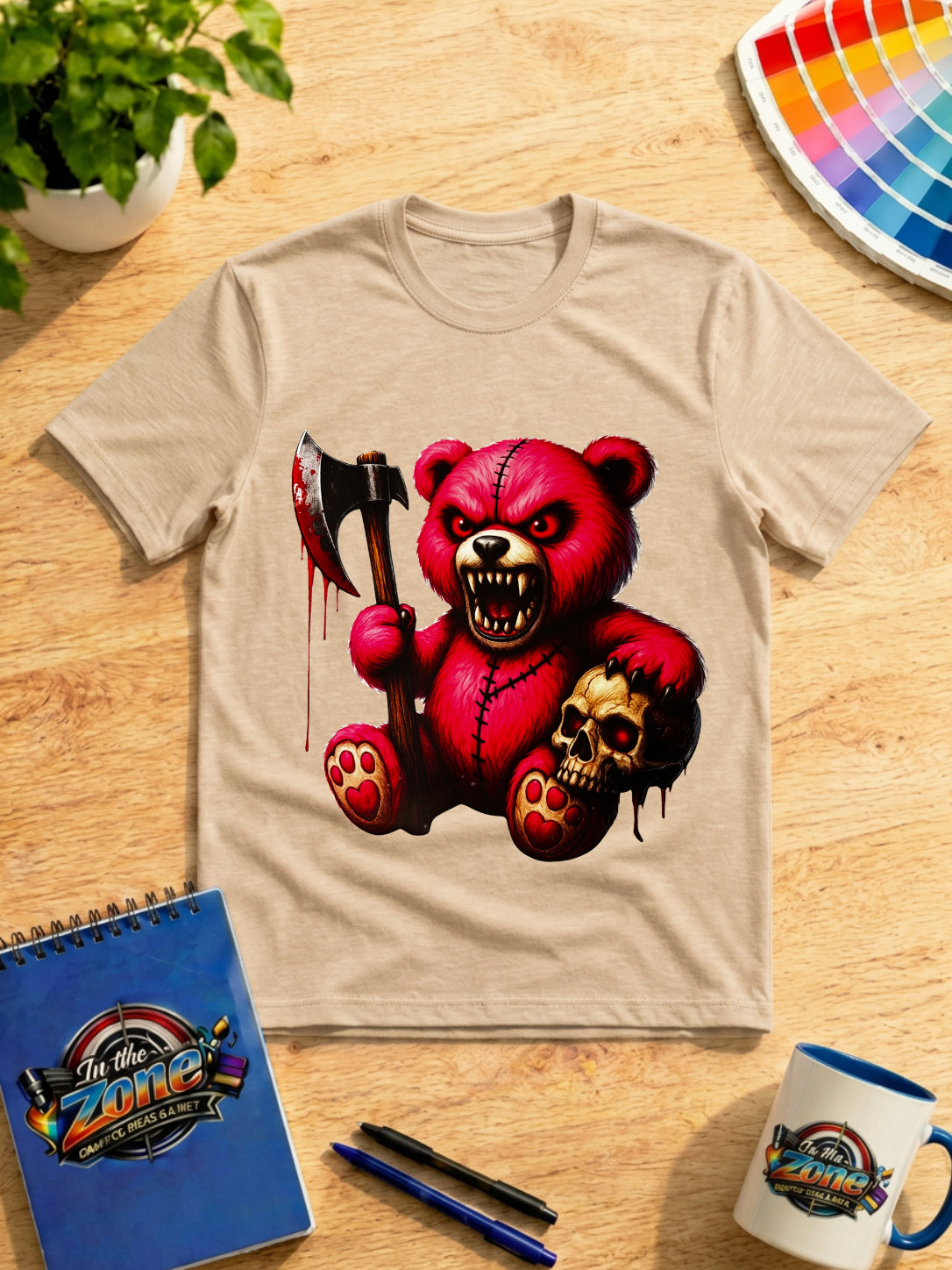 Evil Teddy Bear Horror Graphic T-Shirt | Creepy Halloween Bear Tee