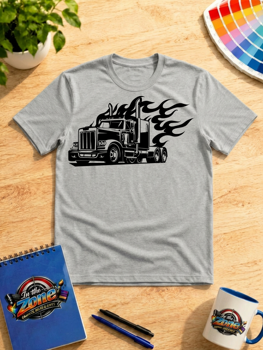 Flaming Semi Truck Graphic T-Shirt | Big Rig Trucker Shirt | Truck Driver Gift
