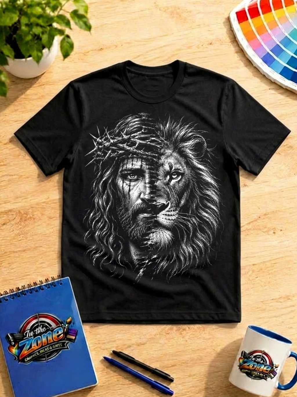 Jesus & Lion of Judah Graphic Shirt – Christian Faith T-Shirt