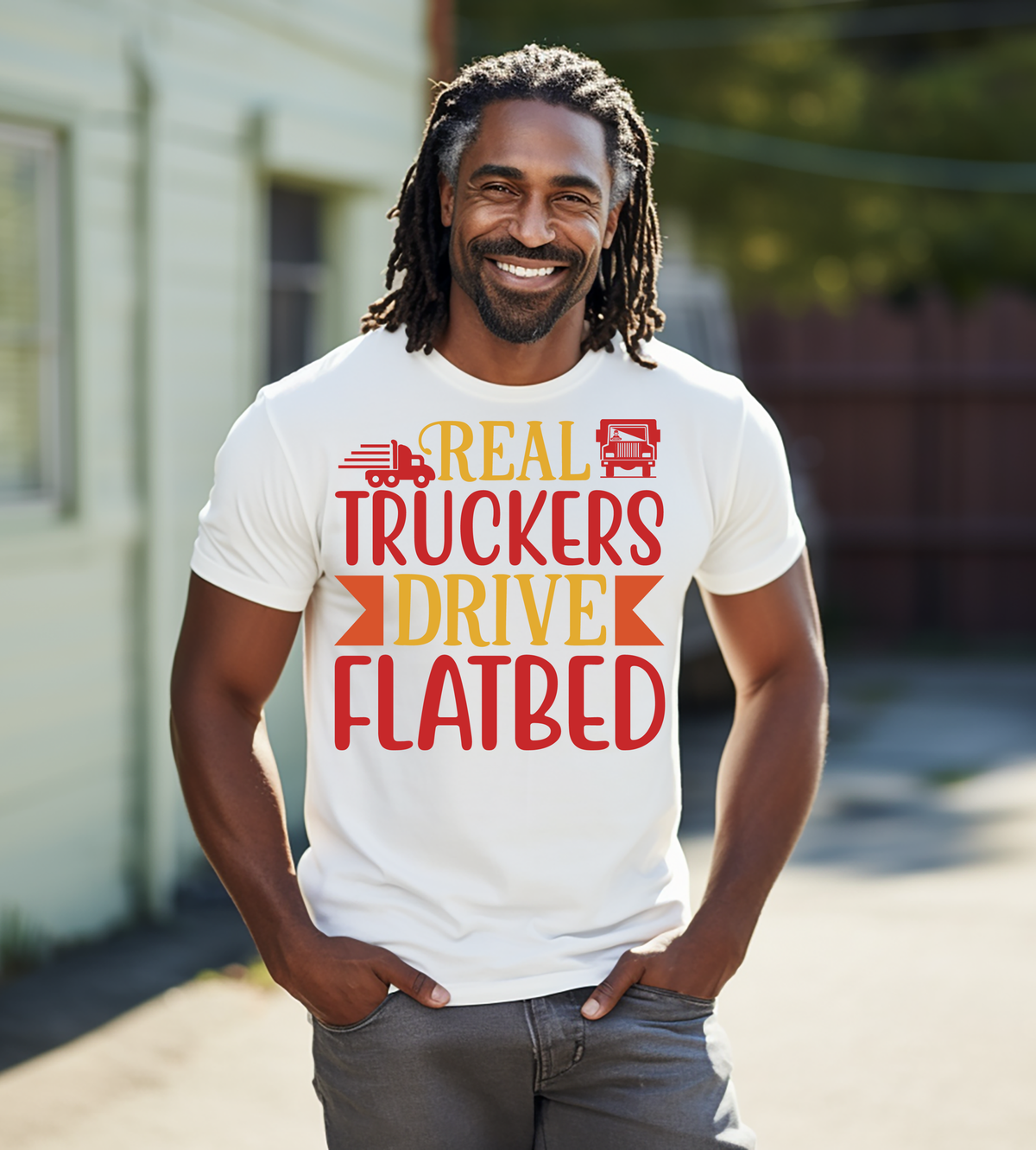 Real Truckers Drive Flatbed Graphic Shirt – Funny Flatbed Truck Driver Gift