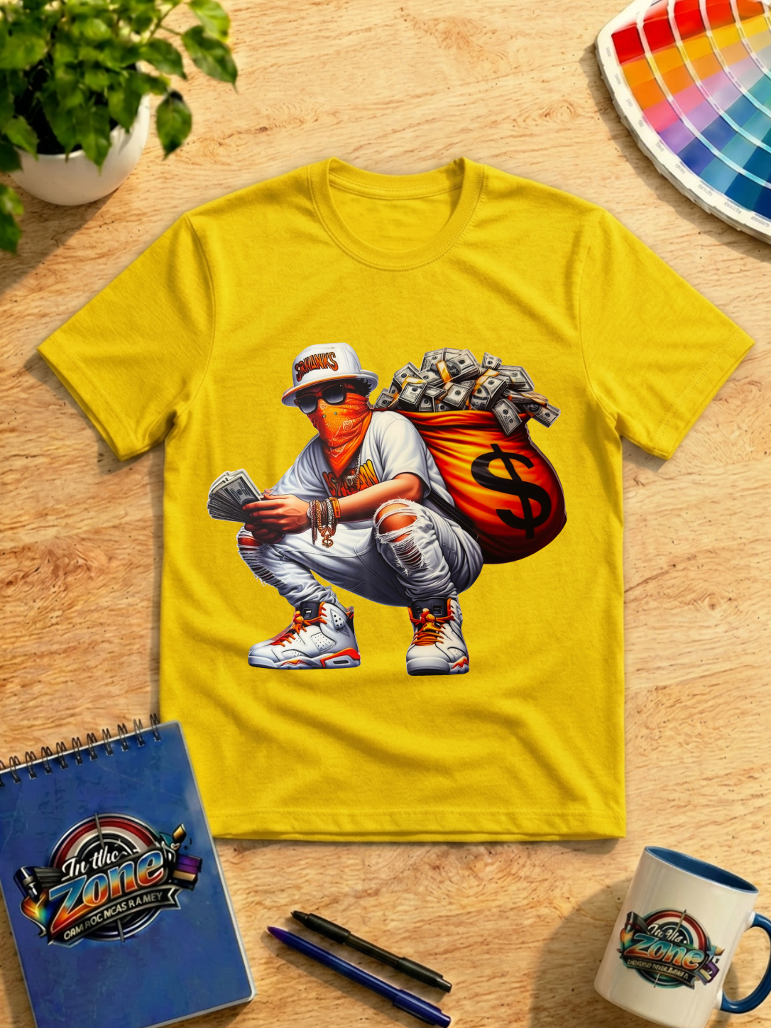 Money Hustle Streetwear Graphic Shirt | Cash Bag Urban Tee