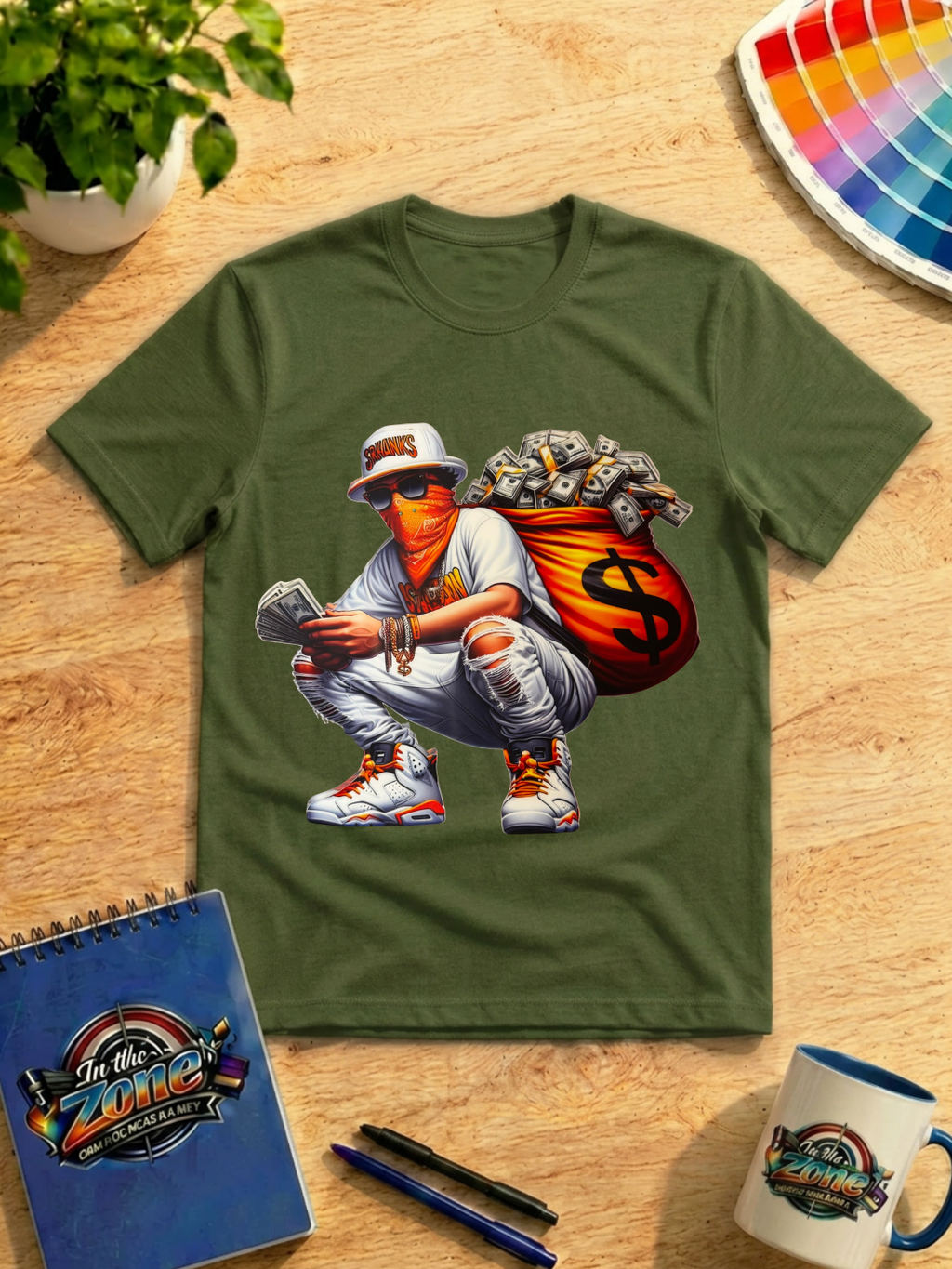 Money Hustle Streetwear Graphic Shirt | Cash Bag Urban Tee
