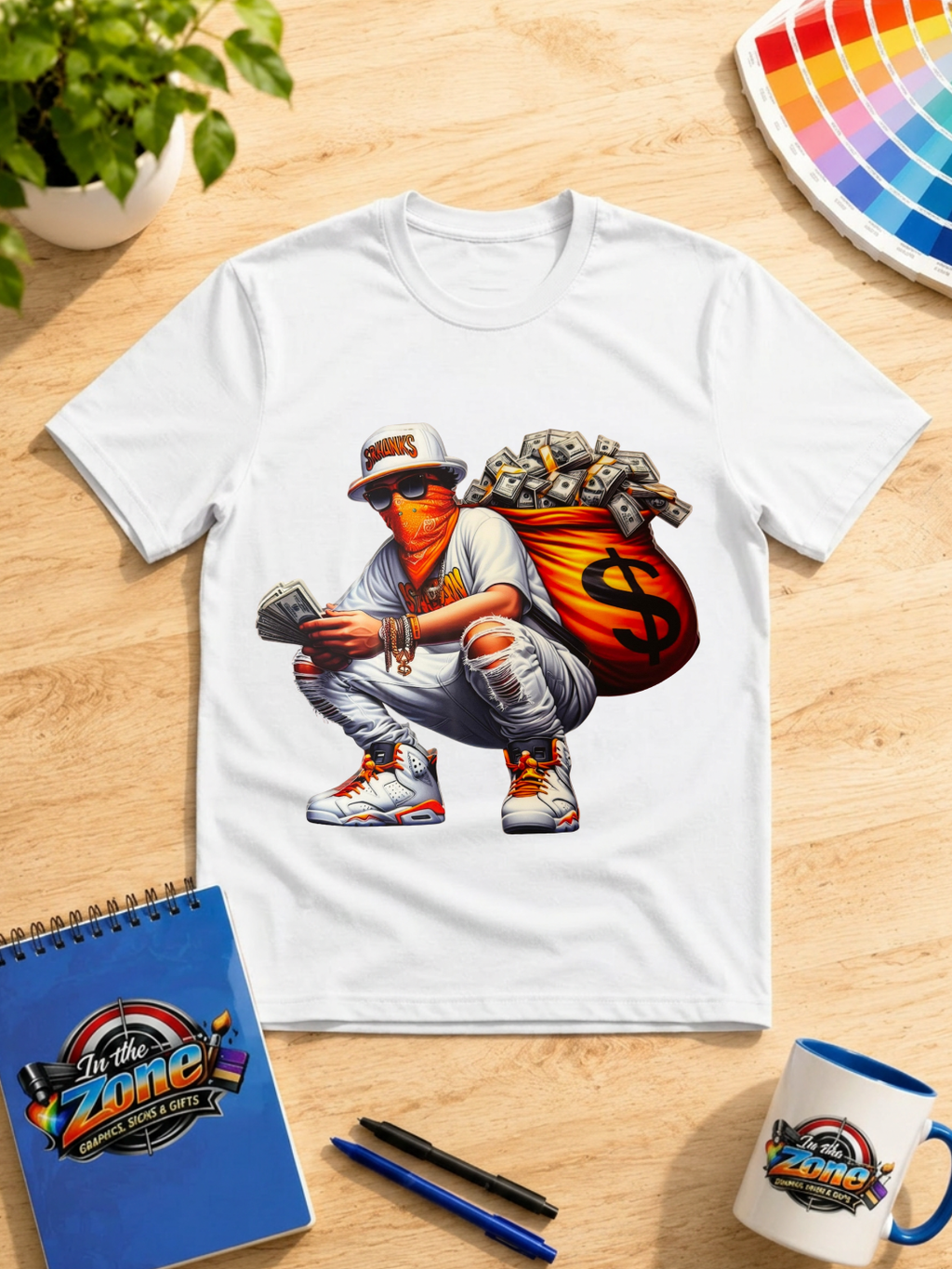 Money Hustle Streetwear Graphic Shirt | Cash Bag Urban Tee