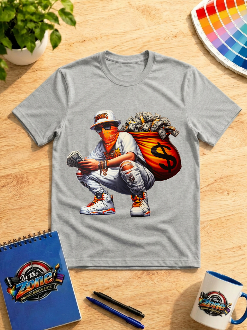 Money Hustle Streetwear Graphic Shirt | Cash Bag Urban Tee