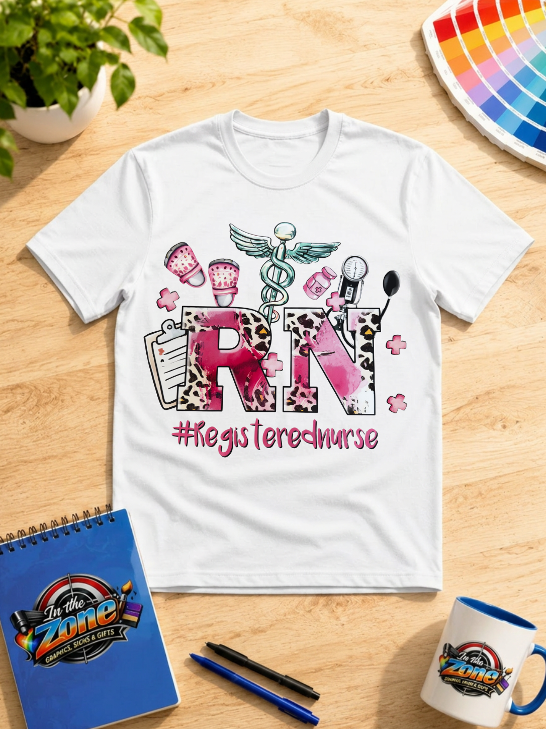 Registered Nurse RN Graphic T-Shirt – Pink Leopard Nurse Shirt
