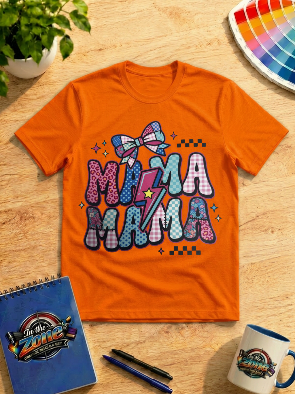 Mama Mama Retro Patchwork Graphic Shirt | Colorful Mom Tee